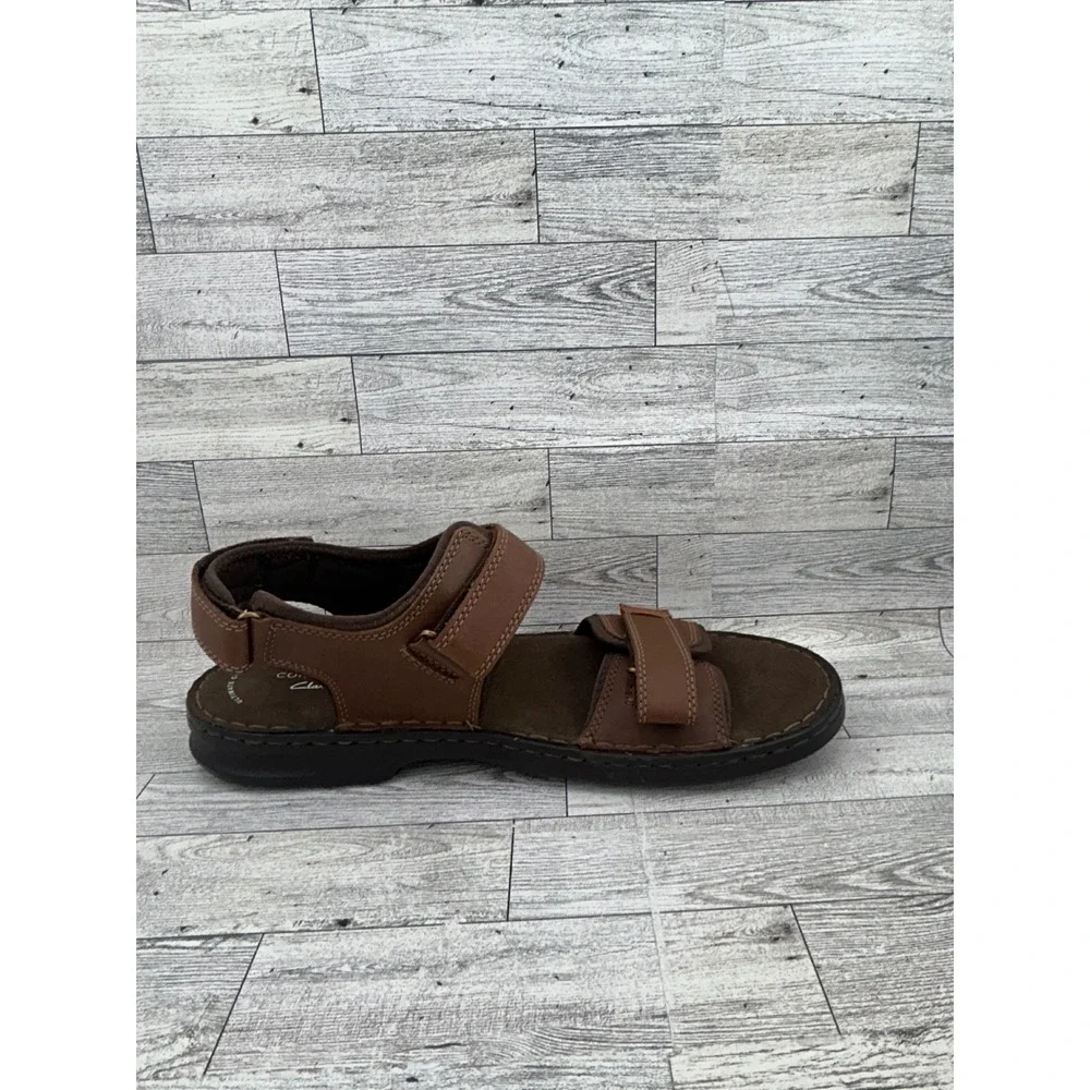 Clarks Malone Shore‎ Mens Tan Leather Sandals Size 13 M 261481047120